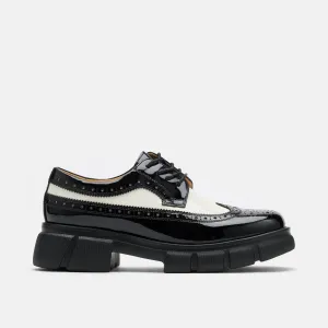 Ms. Alexander Black/White Patent Leather Lug Wingtip Derby Big And Tall Oxford Shirts