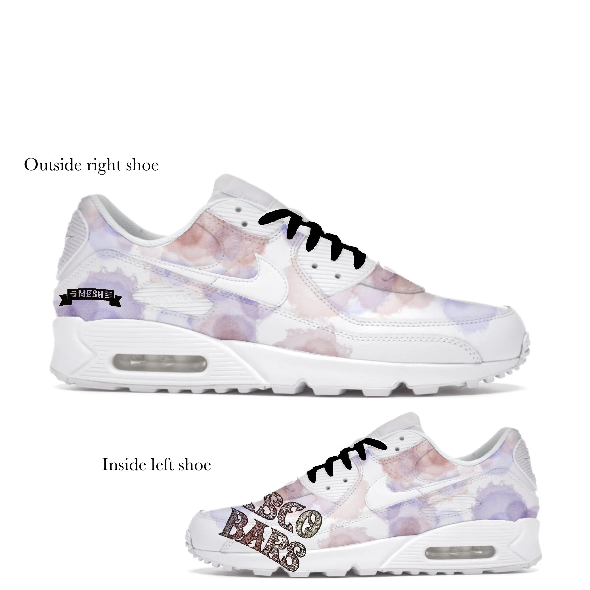 Stability Running Shoes Asics US Men's size 10 White Nike AM90s - Esco Bars - Invoice 1 of 2 - Custom Order