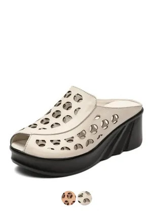 USS Shoes Nahir Women's Peep Toe Wedge Sandals Puffa Slippers