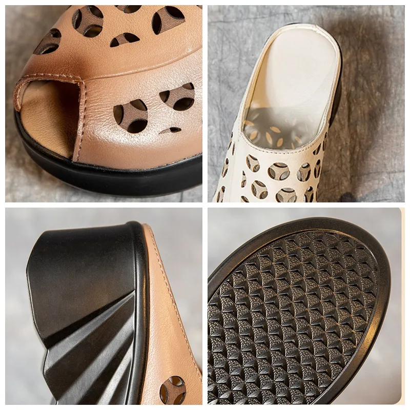 White Platform Slides USS Shoes Nahir Women's Peep Toe Wedge Sandals