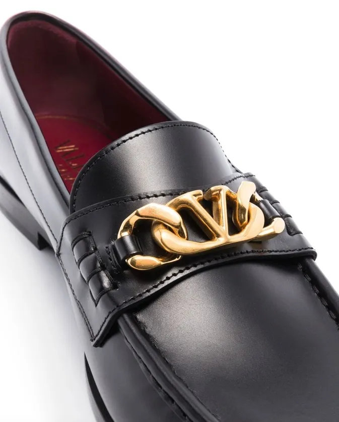 Wednesday Heeled Loafers Valentino Garavani VLogo leather loafers