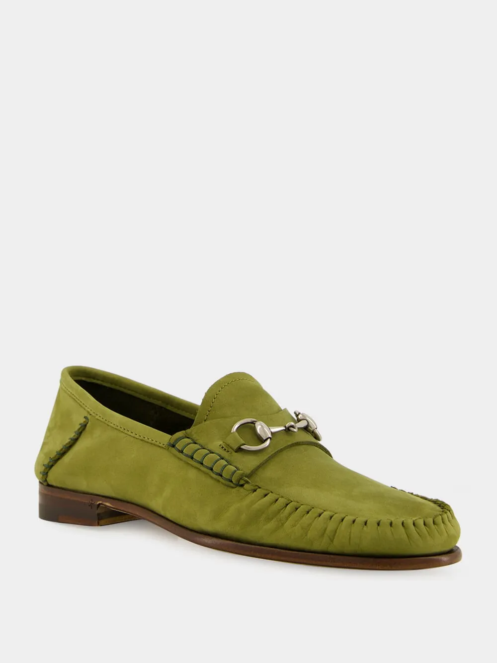Tabi Loafers Green Suede Gigi Loafer with Horsebit