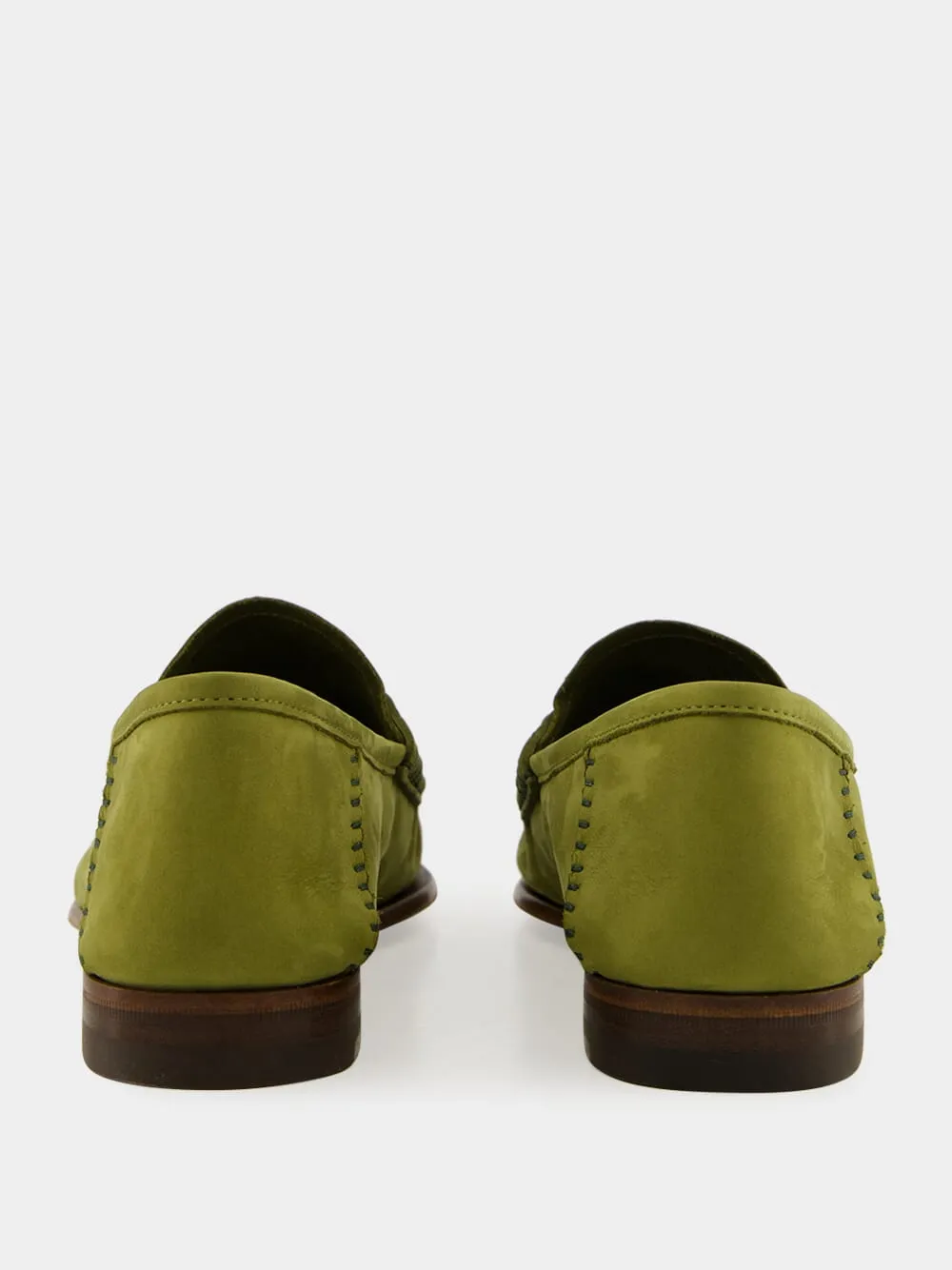 Green Suede Gigi Loafer with Horsebit Lace Loafers