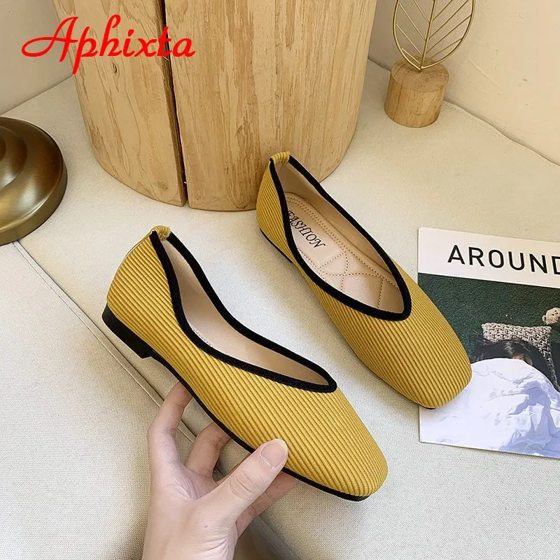 Cotton Fabric Flats Shoes Women Yellow Ballerina Socks Shoes Andre Loafers