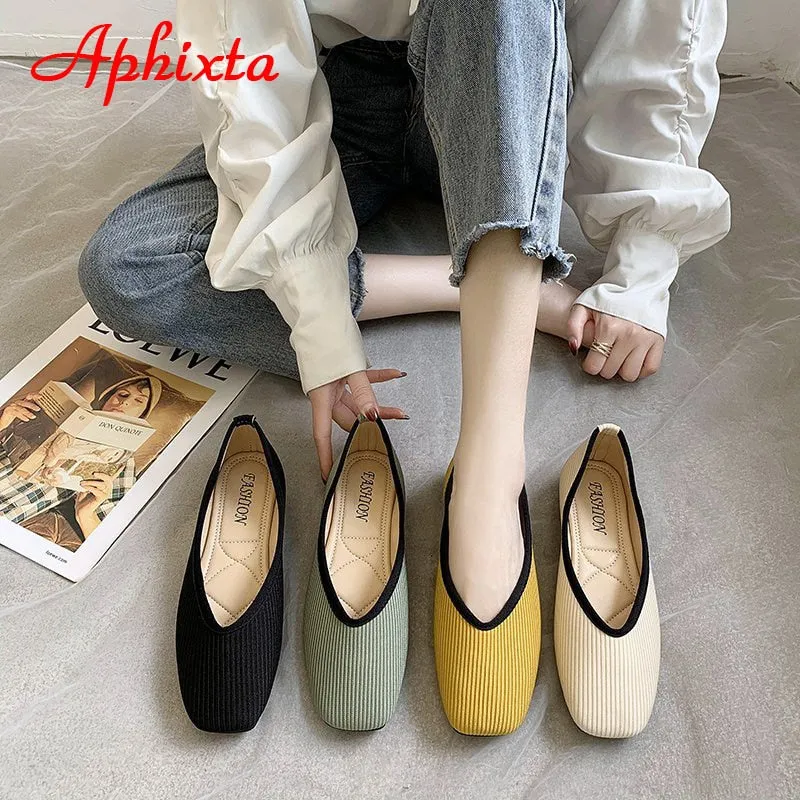 Loafers With Suit Cotton Fabric Flats Shoes Women Yellow Ballerina Socks Shoes