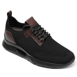 7CM/2.76Inches CMR CHAMARIPA Black Knit Fabric Elevator Sneakers for Men - Elevate Your Outdoor Casual Style Sneakers Beth