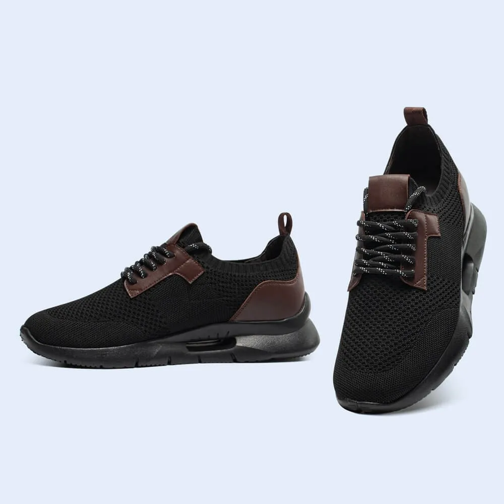 The Best Basketball Sneakers 7CM/2.76Inches CMR CHAMARIPA Black Knit Fabric Elevator Sneakers for Men - Elevate Your Outdoor Casual Style