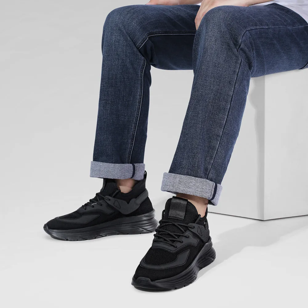 6CM / 2.36 Inches CMR CHAMARIPA Black Knit Elevator Sneakers -  Breathable Sports Shoes Sneakers In The 80's