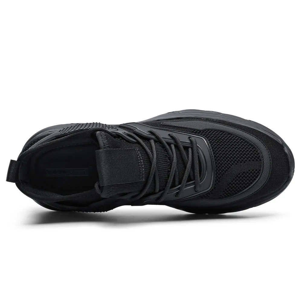 Skechers Walking Sneakers 6CM / 2.36 Inches CMR CHAMARIPA Black Knit Elevator Sneakers -  Breathable Sports Shoes