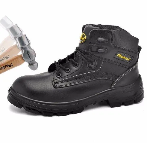 Tactical Dudes Mens' Steel Toe Boots Black Lace Up Square Toe Work Boots