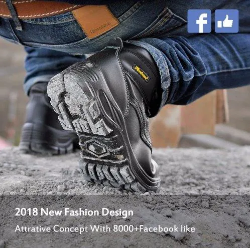 Composite Toe Wedge Work Boots Tactical Dudes Mens' Steel Toe Boots Black