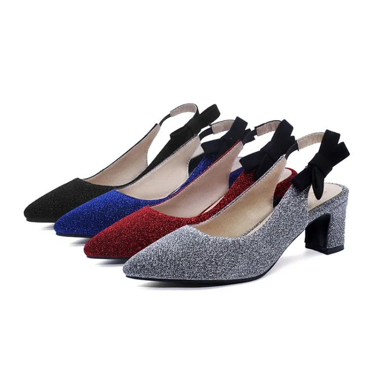 Women's Pointed Toe Chunky Heel Slingbacks Sandals Flip Flops To Sandals