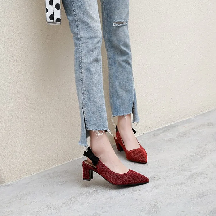 Big Toe Sandals Women's Pointed Toe Chunky Heel Slingbacks Sandals