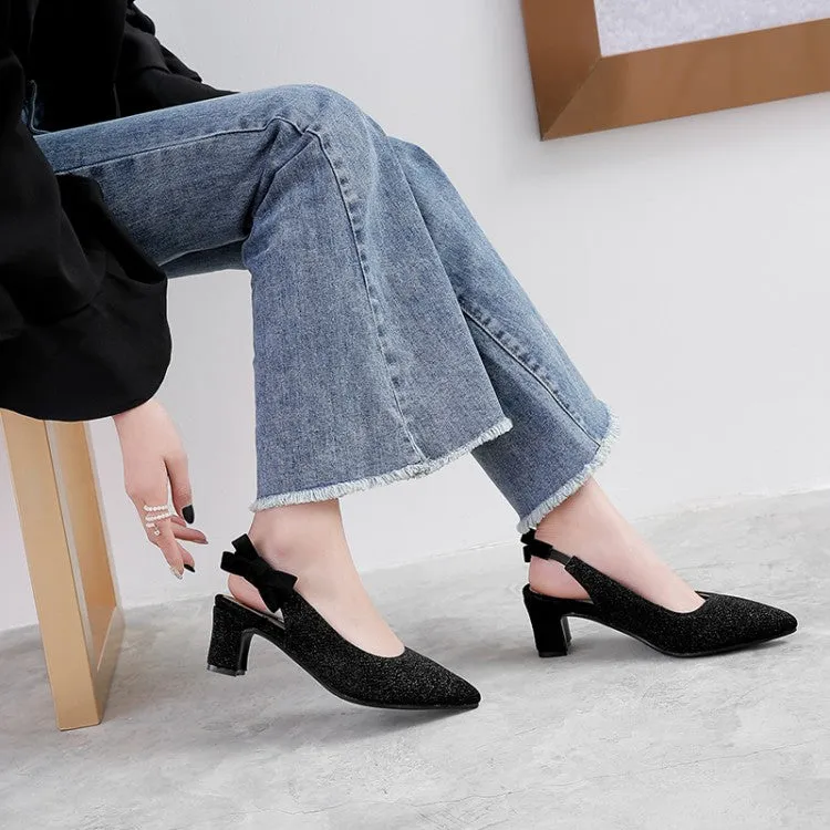 Women's Pointed Toe Chunky Heel Slingbacks Sandals Haflinger Sandals