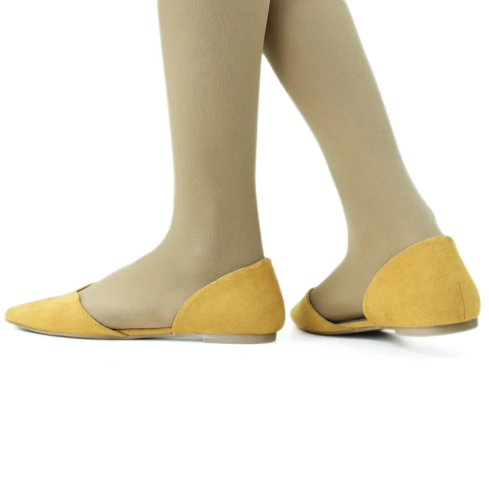 Women's Faux Suede Plain Flat,Mustard Cos Flat Shoes