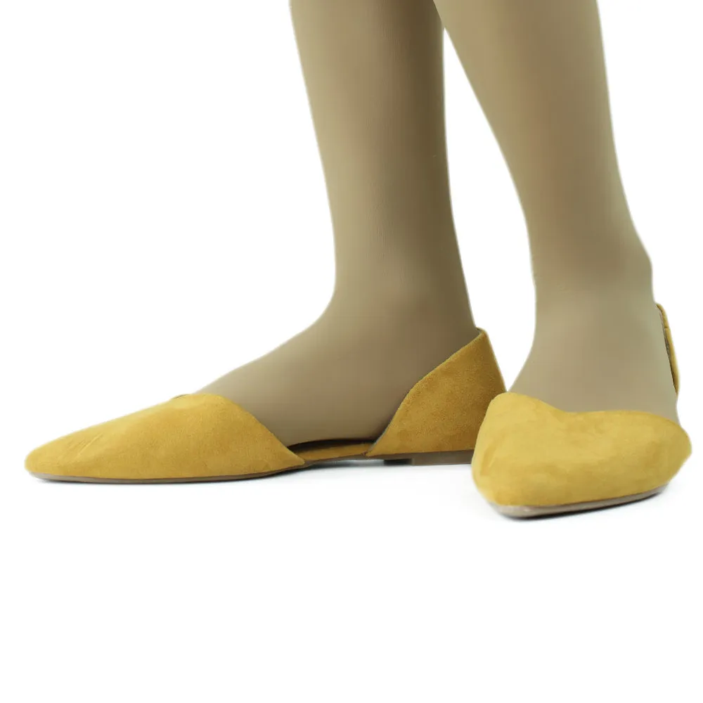 Women's Faux Suede Plain Flat,Mustard Flat Work Shoes