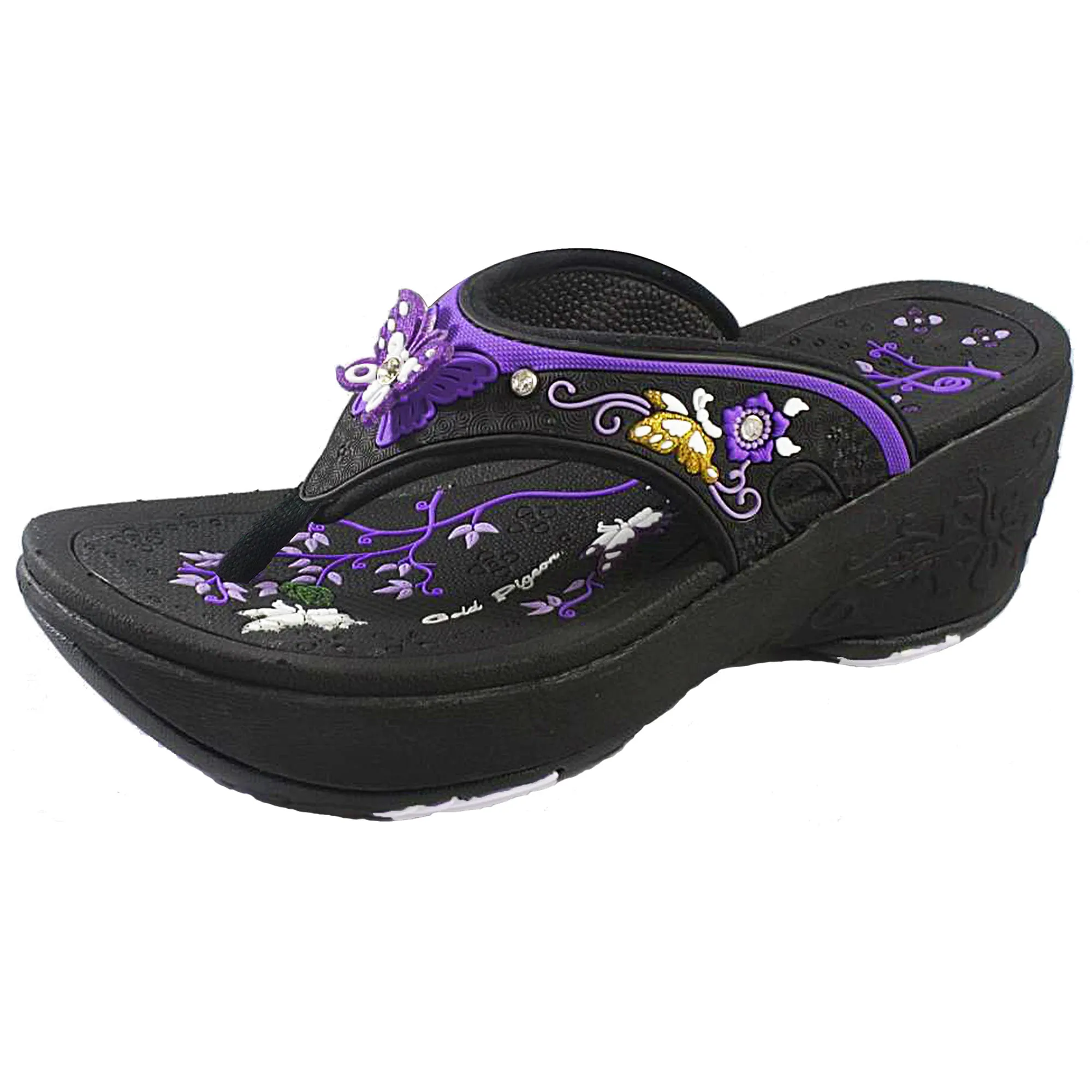 Wedge: 8161 Purple Flip Flops With High Arch Support