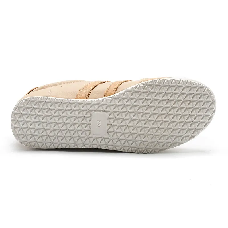 White Shoes for Women Army Trainer Leather Sneakers - Beige/Pink/Apricot Oxford Lace