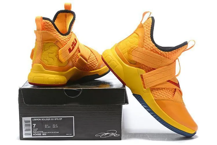 Nike Lebron Soldier XII 12 SFG EP Orange Yellow Men Shoes Sale Size US7,8,8.5,9,10,11,12 Asics Shoe Sizing Compared To Nike