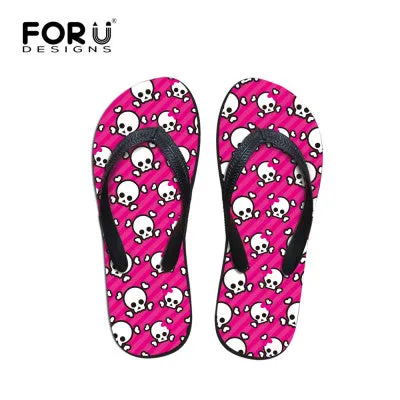 Women Flat Sandals Brand High Quality Female Summer Flip Flops Skull Rose Women Beach Sandals Slippers Shoes Ladies Footwear Lilly Flip Flops