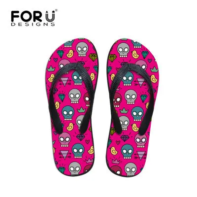 Women Flat Sandals Brand High Quality Female Summer Flip Flops Skull Rose Women Beach Sandals Slippers Shoes Ladies Footwear Scout Flip Flops