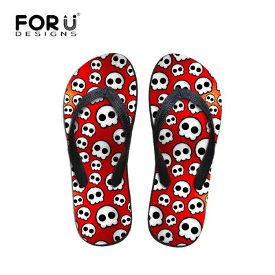 Dog Print Flip Flops Women Flat Sandals Brand High Quality Female Summer Flip Flops Skull Rose Women Beach Sandals Slippers Shoes Ladies Footwear