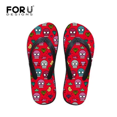 Flip Flops Crystals Women Flat Sandals Brand High Quality Female Summer Flip Flops Skull Rose Women Beach Sandals Slippers Shoes Ladies Footwear