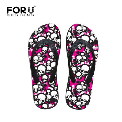 Women Flat Sandals Brand High Quality Female Summer Flip Flops Skull Rose Women Beach Sandals Slippers Shoes Ladies Footwear Chloe Flip Flops