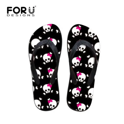 Ball Of Foot Pain Flip Flops Women Flat Sandals Brand High Quality Female Summer Flip Flops Skull Rose Women Beach Sandals Slippers Shoes Ladies Footwear