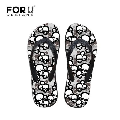 Best Minimalist Flip Flops Women Flat Sandals Brand High Quality Female Summer Flip Flops Skull Rose Women Beach Sandals Slippers Shoes Ladies Footwear