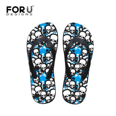 Cleaning Flip Flops Smell Women Flat Sandals Brand High Quality Female Summer Flip Flops Skull Rose Women Beach Sandals Slippers Shoes Ladies Footwear