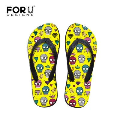 Gold Beach Flip Flops Women Flat Sandals Brand High Quality Female Summer Flip Flops Skull Rose Women Beach Sandals Slippers Shoes Ladies Footwear