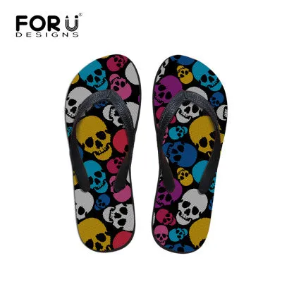 Tkees Liners Flip Flops Women Flat Sandals Brand High Quality Female Summer Flip Flops Skull Rose Women Beach Sandals Slippers Shoes Ladies Footwear