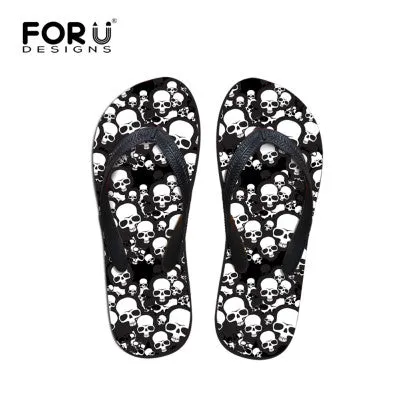Best Cushion Flip Flops Women Flat Sandals Brand High Quality Female Summer Flip Flops Skull Rose Women Beach Sandals Slippers Shoes Ladies Footwear