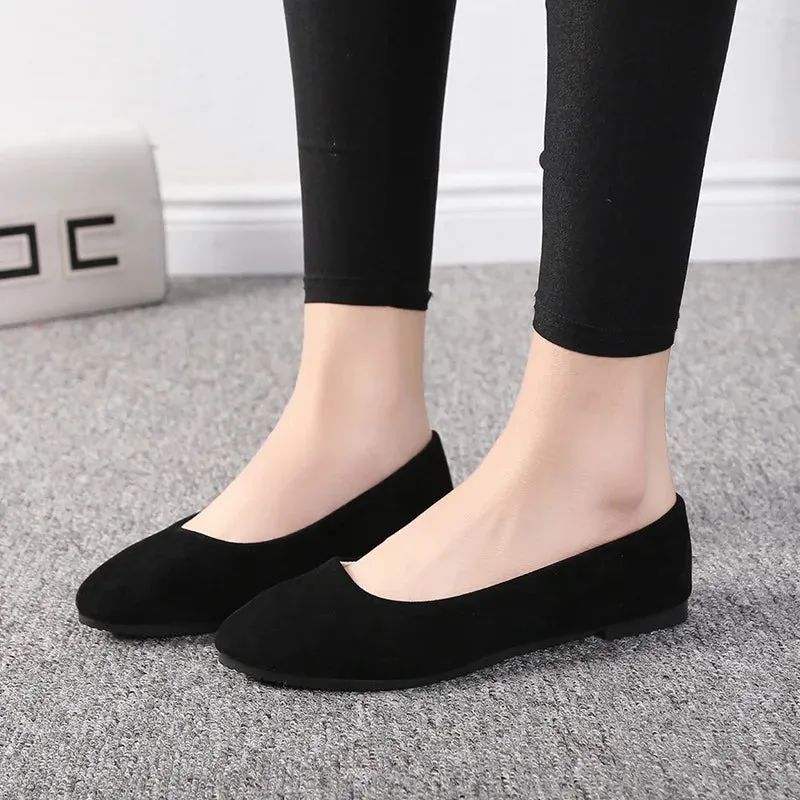 Women Flats Slip on Flat Shoe Candy Color Pointed Toe Female Loafers Plus Size Shoes Woman Spring Faux Suede Ladies Ballet Flats Channel Loafers