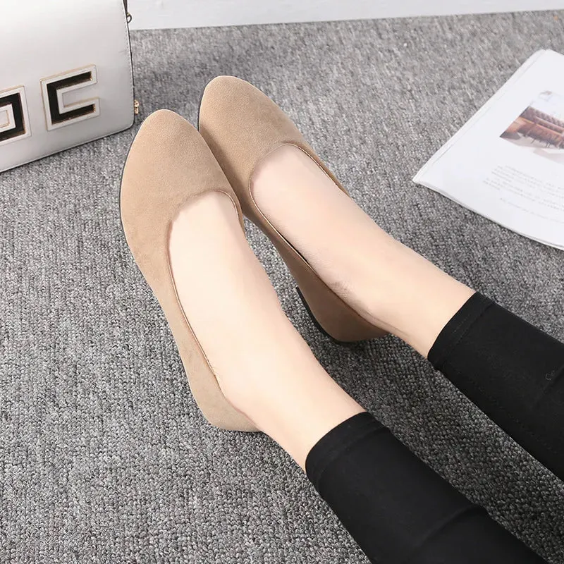 Fashionable Loafers Women Flats Slip on Flat Shoe Candy Color Pointed Toe Female Loafers Plus Size Shoes Woman Spring Faux Suede Ladies Ballet Flats