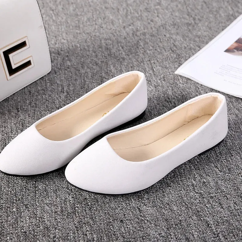 Women Flats Slip on Flat Shoe Candy Color Pointed Toe Female Loafers Plus Size Shoes Woman Spring Faux Suede Ladies Ballet Flats Penny Loafers With Jeans