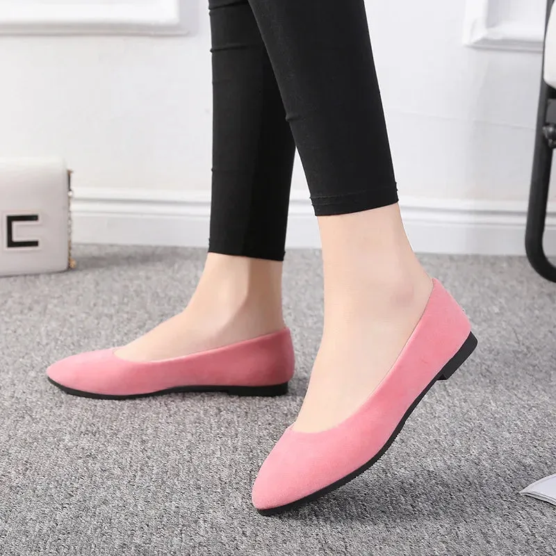 Women Flats Slip on Flat Shoe Candy Color Pointed Toe Female Loafers Plus Size Shoes Woman Spring Faux Suede Ladies Ballet Flats Chunky Gucci Loafers