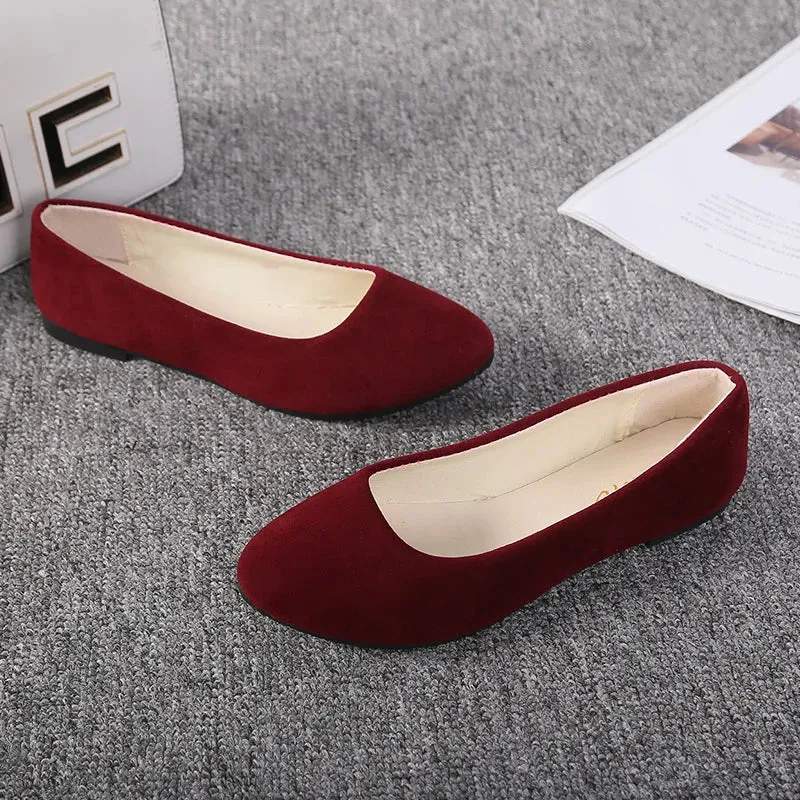 Loafers Glory Rafting Women Flats Slip on Flat Shoe Candy Color Pointed Toe Female Loafers Plus Size Shoes Woman Spring Faux Suede Ladies Ballet Flats