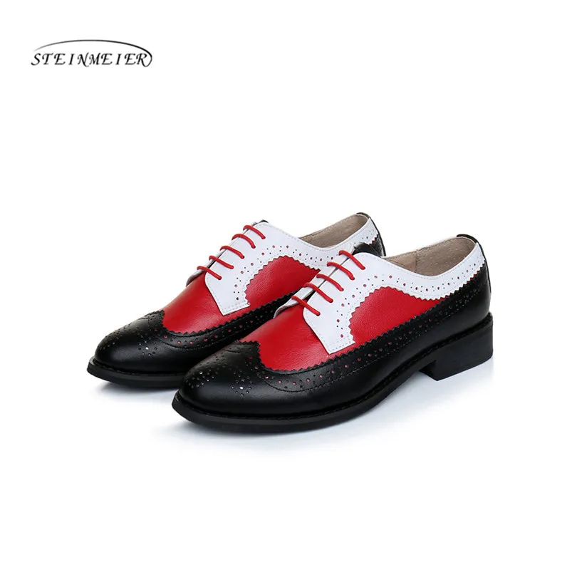 Marsell Oxfords Women Genuine Leather Oxford Shoes Woman Flats Handmade Vintage Retro Lace Up Loafers Brown Casual S