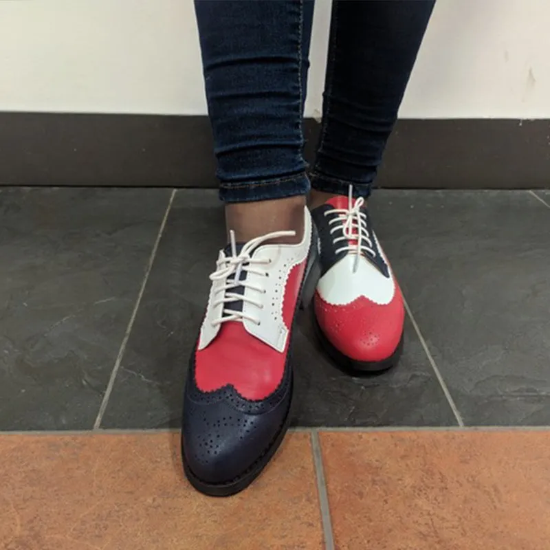 Women Genuine Leather Oxford Shoes Woman Flats Handmade Vintage Retro Lace Up Loafers Brown Casual S West End Oxford