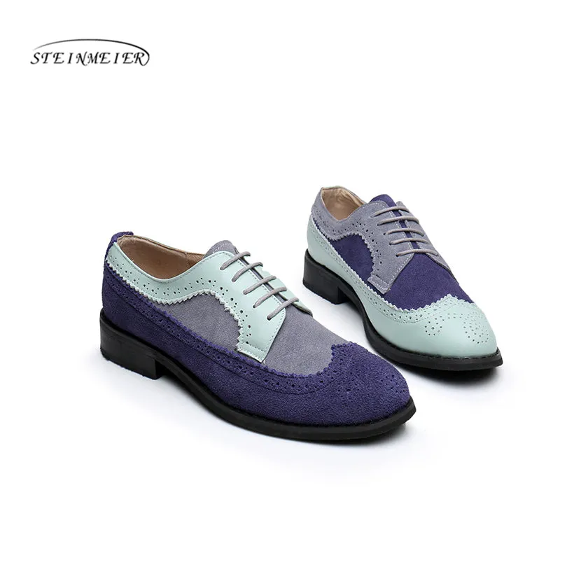 Women Genuine Leather Oxford Shoes Woman Flats Handmade Vintage Retro Lace Up Loafers Brown Casual S Oxford Shoes Deals
