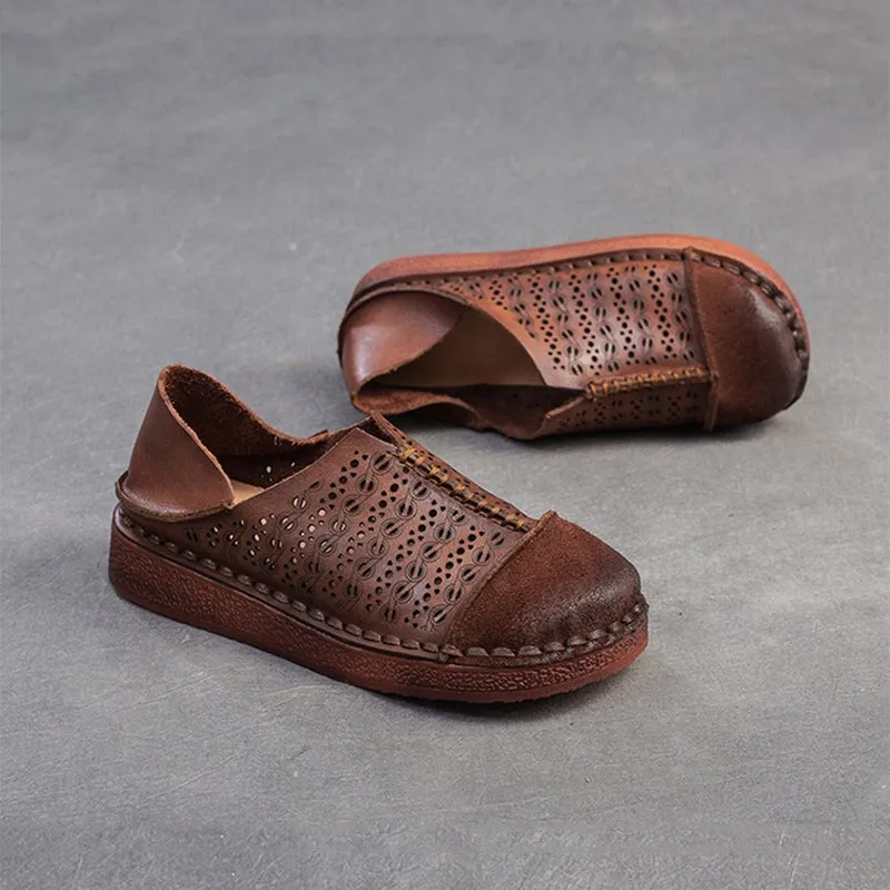 Tie Up Shoes Women Handmade Leather Loafers Mori Girl Shoes Round Toe Retro Flat Shoes Apricot/Coffee