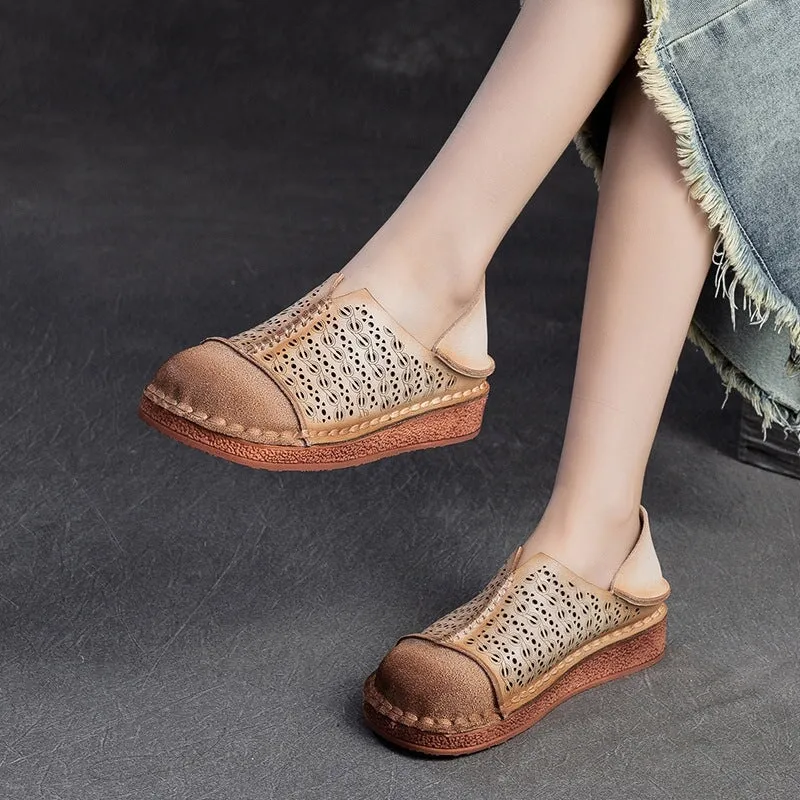 Madewell Oxfords Women Handmade Leather Loafers Mori Girl Shoes Round Toe Retro Flat Shoes Apricot/Coffee