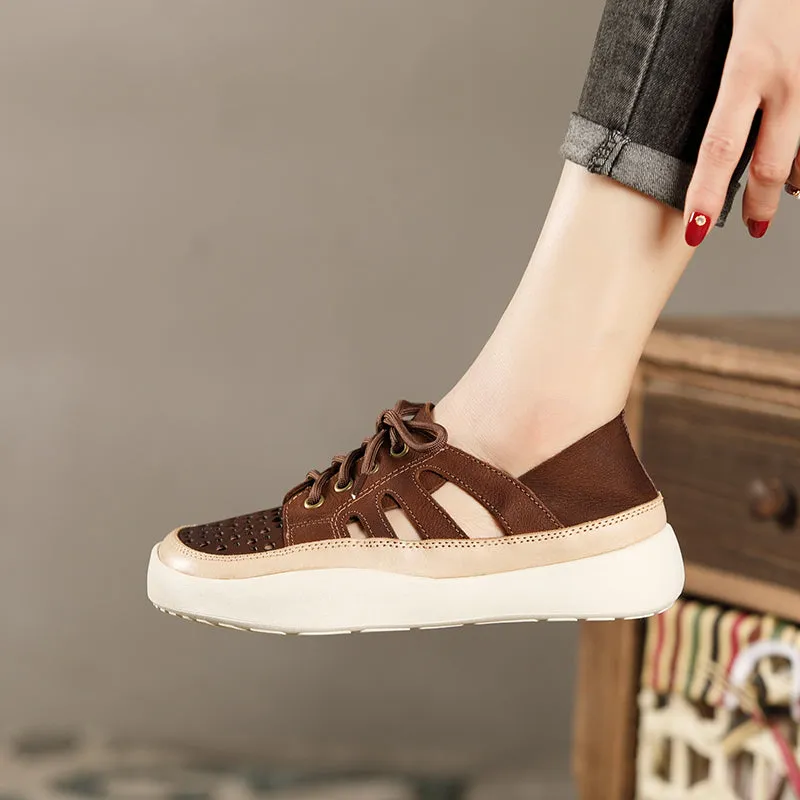 Barker Shoes Oxfords Women Handmade Leather Sneakers For Summer Brown/Coffee