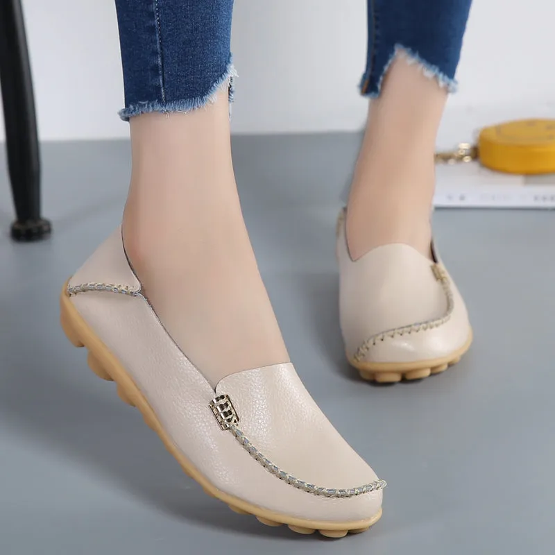 Thick Sole Oxfords Women Loafers Sheos Ballet Flats Ladies Shoes Genuine Leather Female Spring Moccasins Casual Balleri
