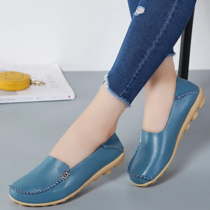 Square Toe Oxfords Women Loafers Sheos Ballet Flats Ladies Shoes Genuine Leather Female Spring Moccasins Casual Balleri