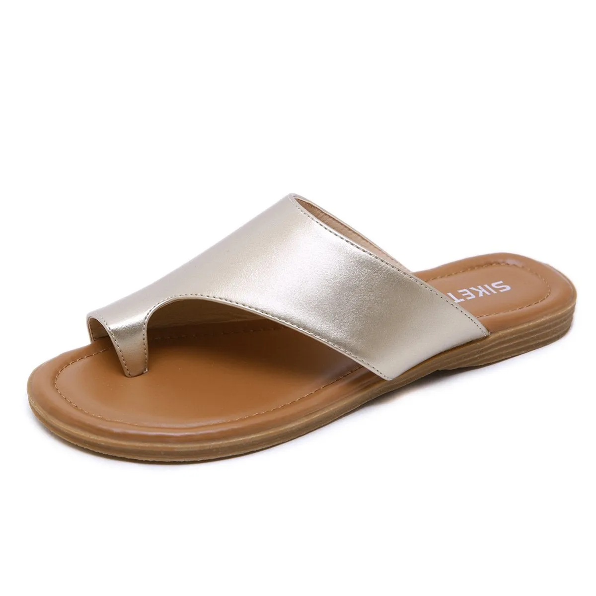 Women Orthopedic Sandals PU Leather Corrector Flip Flops Clip Toe Flat Beach Walking Shoes With Flip Flops