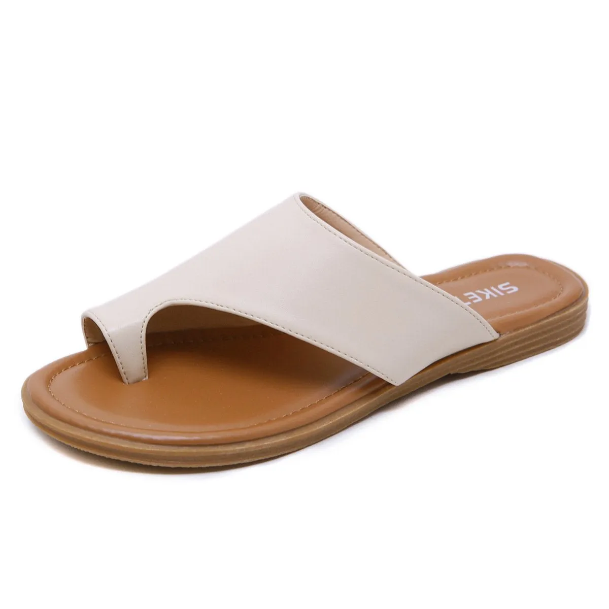 Women Orthopedic Sandals PU Leather Corrector Flip Flops Clip Toe Flat Beach Walking Shoes Flip Flops Rubbing Between Toes