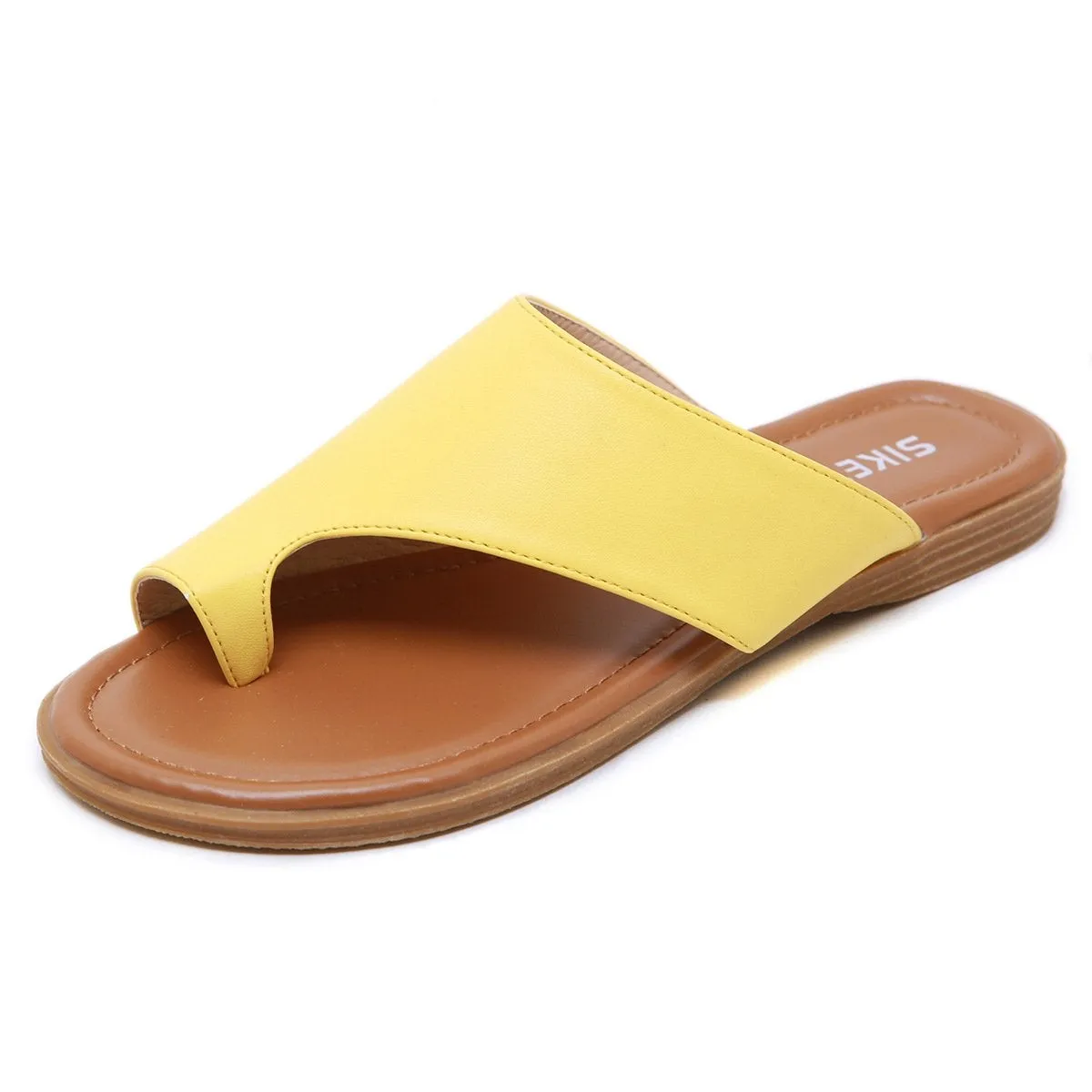 D Flip Flop Means Women Orthopedic Sandals PU Leather Corrector Flip Flops Clip Toe Flat Beach Walking Shoes